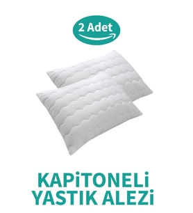 SUVAY Kapitoneli Yastık Alezi 2'li Pamuklu Fermuarlı Kapitone Yastık Koruyucu Yastık Kılıfı 2 Adet
