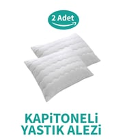 SUVAY Kapitoneli Yastık Alezi 2'li Pamuklu Fermuarlı Kapitone Yastık Koruyucu Yastık Kılıfı 2 Adet