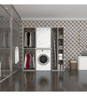 Kenzlife çamaşır-kurutma makinesi dolabı ve giysi dolabı cevheri sağ crd 180*170*60  banyo (Beyaz)