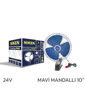 Niken Oto Vantilatör 24V 10 İnch Mandallı Çakmak Girişli