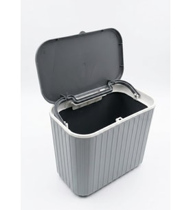 Üstü Kapaklı Mutfak Çöp Kovası 15 Litre - 30x25x16 cm Dolap Kapak Tipi Askılı Çöp Kutusu, Plastik Kompost Ve Organik Atık Kovası (GRİ)