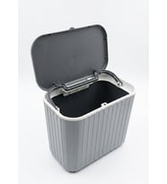 Üstü Kapaklı Mutfak Çöp Kovası 15 Litre - 30x25x16 cm Dolap Kapak Tipi Askılı Çöp Kutusu, Plastik Kompost Ve Organik Atık Kovası (GRİ)