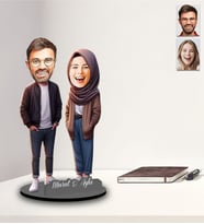 Kişiye Özel Sevgili Tasarımlı Karikatür İki Katmanlı Ahşap Biblo Model-46