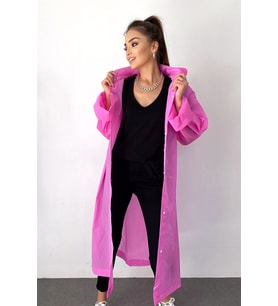 Kadın Erkek Yağmurluk Kapüşonlu Çıtçıtlı Eva Pembe Yağmurluk M21MRC881R11