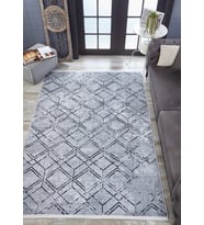 Dijital Kaymaz Yıkanabilir Antrasit Geometrik Salon Halısı Mutfak Halısı Koridor Halısı Yolluk HLN1858