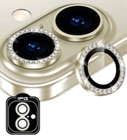 iPhone 16 / 16 Plus için IPG ProLENS Kamera Lens Koruyucu Elmas Taşlı Çerçeveli, Kırılmaz Cam (Altın)