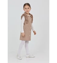 Kız Çocuk Omuz Fırfırlı 2'li Elbise (Elbise+Bady Bluz)12181 EFTELYA (Açık Kahve)