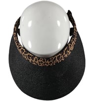 Leopard Model Kadın Hasır Vizör Yazlık Plaj Siperlik Güneşlik şapka (Siyah)