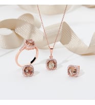 925 Ayar Rose Kaplama Zultanit Taşlı  Gümüş Üçlü Set