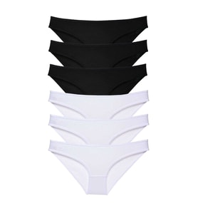 Mulvxbrf Brf02 6 Adet Eko Set Likralı Kadın Slip Külot Siyah Beyaz (Mulvix)