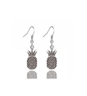 Ananas Antik Gümüş Kaplama Küpe (Metal)