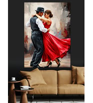 Kırmızı Elbiseli Tango Dansçıları Dekoratif Kanvas - Mdf Ahşap Tablo