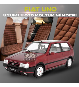 Fiat Uno Kahverengi Renk Tay Tüyü Cepli & Terletmez Sırtlı Oto Koltuk Minder Seti - Koltuk Koruma Kılıfı (ÖN & ARKA TAM SET)