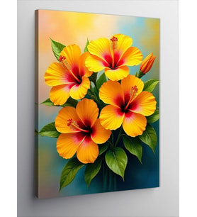 Kanvas Tablo Tropikal Hibiskus Çiçekleri