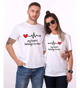 Tshirthane My Heart Belongs To Sevgili Kombinleri Tshirt Kombini (Tek Ürün Fiyatıdır.)