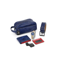 Polo Air Erkek Kol Saati Cüzdan Kemer Kartlık Çakmak El Çanta Kombin Set Altın Gümüş Lacivert  Renk PL-7082E7 (Lacivert-Sarı)