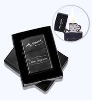 Kişiye Özel Atatürk İmzalı Siyah Zippo Tarzı Çakmak