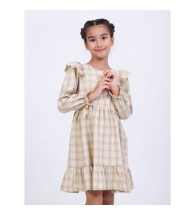 Civil Girls Kız Çocuk Fiyonklu Elbise 2-5 Yaş Pembe (Bej)