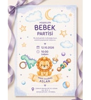 EKONOMİK BABY SHOWER DAVETİYE MODEL NO:0026-0028 ZARF DAHİL