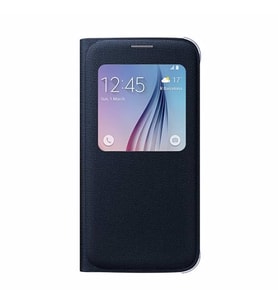 Galaxy S6 ile Uyumlu S View Cover (Tekstil) Siyah EF-CG920BBEGWW