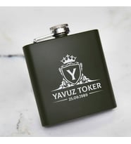 Doğum Günü Hediyesi Çelik Kanyak Matarası 6 Oz Yeşil