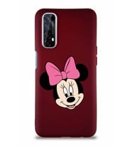 Realme 7 Soft Premier Kapak Minnie Mouse-C Tasarımlı Silikon Kılıf - Mürdüm (Şeffaf)