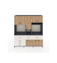 Kronos Dolap 10 Raflı 6 Çekmeceli 8 Kapaklı 220x59x243 Antrasit-Çam/Aytaşı