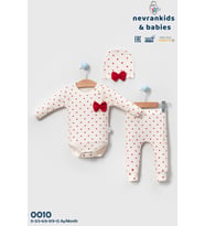 Heart Pattern 3’lü Yenidoğan Kız Bebek Hastane Çıkışı Seti %100 Pamuk
