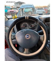 Fiat Albea Dikme Direksiyon Kılıfı Parlak Siyah Bej Detaylı Bej Çift Yüzük ve Dikiş 2002-2012