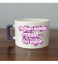Dağları Delme Ferhat Evi Süpür Baskılı Kadınlar Günü Mor Kulplu C Fincan