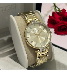 Ferrucci Kararmaz Çelik Kasa&Kordon-Taşlı Şık Kadın Kol Saati 36 mm Çap