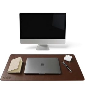 40x90 El Yapımı Deri Masa Pad - Premium Kaymaz Deri Mousepad Ve Klavye Altlığı - Sümen Masa Matı (Acı Kahve)