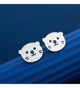 Sevimli Minimalist Su Samuru Küpe 925K Gümüş