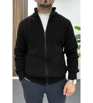 Erkek Slim Fit Fermuarlı Hırka Siyah Edw434