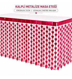 Kalpli Metalize Masa Eteği Kırmızı 75x300 cm