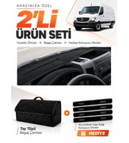 MERCEDES SPRİNTER W906 (2006-2014) Uyumlu Torpido Örtüsü + Tay Tüyü Bagaj Çantası Seti - Siyah