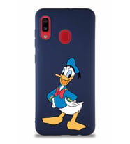 Samsung Galaxy A20 Soft Premier Kapak Donald Duck-C Tasarımlı Silikon Kılıf - Lacivert (Şeffaf)