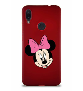 Xiaomi Redmi Note 7 Pro Soft Premier Kapak Minnie Mouse-C Tasarımlı Silikon Kılıf - Mürdüm (Şeffaf)