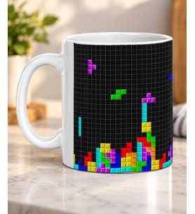 Tetris Kupa Bardak Retro Arcade Oyun Temalı Gamerlara Hediye 330 ml Porselen