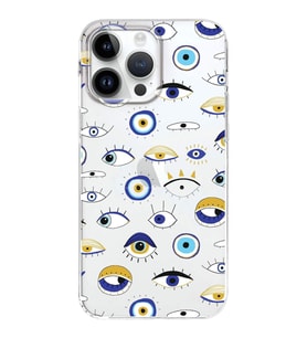 PrintiFy Apple  iPhone 14 Pro Max ile Uyumlu 1mm Slim Fit Nazar Boncuğu 2 Baskılı Şeffaf  Kılıf