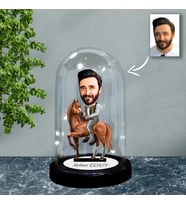 KİŞİYE ÖZEL AT BİNEN TASARIMLI IŞIKLI KARİKATÜR FANUS BİBLO FN100