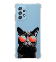 PrintiFy Samsung A52S 5G Uyumlu Kedi 3 Baskılı Şeffaf Köşe Korumalı Antişok Kılıf