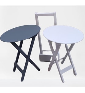Zigon Çanta 90121 Sehpa Oval Model İkili Takım Mdf Gri-Beyaz Renk Uyumu El Yapımı