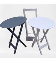 Zigon Çanta 90121 Sehpa Oval Model İkili Takım Mdf Gri-Beyaz Renk Uyumu El Yapımı
