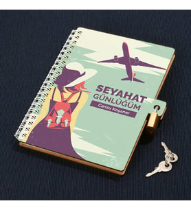 Arkadaşa Hediye Seyahat Günlüğüm Kilitli Defter