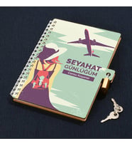 Arkadaşa Hediye Seyahat Günlüğüm Kilitli Defter