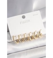 925 Ayar Gümüş Çivi Pirinç Gold Renk Bambu Halka Model Kadın Küpe Seti