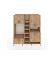 Kronos Dolap 18 Raflı 8 Kapaklı Tek Askılı 220x59x243 Çam-Çam/Çam