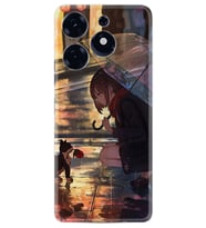 Tecno Spark 10 Pro Kılıf Silikon Desen Özel Seri Kız ve Kedi 1762