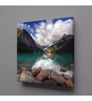 DAĞLAR ARASINDAKİ AKARSU KANVAS TABLO 30x30cm (Karışık)